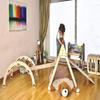 Montessori Climbing Set | Triangle Arch Two Ramp and Cushion | Wooden Jungle Gym Set | Montessori Triangle & Rocker Set with Ramp and Pillow | Indoor Playground with Rocker Cushion (Origami) view 4