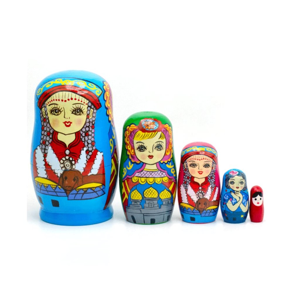 CEUMEA Sleek Nesting Dolls Nesting Dolls Set of 5 Pcs Russian Doll Handmade Decorations Matryoshka Nesting Dolls Suit Sleek Nesting Dolls