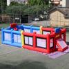 Vinfgoes Blue+Red Inflatable Sports Court Inflatable Soccer Field & Basketball Hoop & Volleyball Field 3 in 1 Multiple Sport Game with Blower for Birthday/School Playground/Family/Team Games view 1