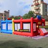 Vinfgoes Blue+Red Inflatable Sports Court Inflatable Soccer Field & Basketball Hoop & Volleyball Field 3 in 1 Multiple Sport Game with Blower for Birthday/School Playground/Family/Team Games view 2