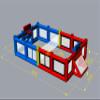 Vinfgoes Blue+Red Inflatable Sports Court Inflatable Soccer Field & Basketball Hoop & Volleyball Field 3 in 1 Multiple Sport Game with Blower for Birthday/School Playground/Family/Team Games view 3