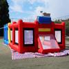 Vinfgoes Blue+Red Inflatable Sports Court Inflatable Soccer Field & Basketball Hoop & Volleyball Field 3 in 1 Multiple Sport Game with Blower for Birthday/School Playground/Family/Team Games view 4