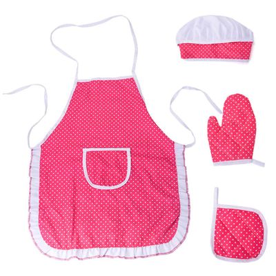 Pesoncarl Cooking Baking Kits, Kids Chef Costume Set Children Baking Apron with Pocket Toddler Cooking Hat Mitt Kit 4PCS