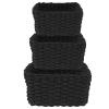 3 Pcs Storage Baskets for Organizing Grass Woven Storage Basket Woven Baskets for Storage Multifunctional Toy Basket for Nursery Living Room Laundry Room Bedroom (Black) view 1