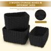 3 Pcs Storage Baskets for Organizing Grass Woven Storage Basket Woven Baskets for Storage Multifunctional Toy Basket for Nursery Living Room Laundry Room Bedroom (Black) view 3