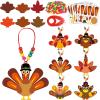 24 Sets Fall Thanksgiving Crafts Kits for Kids Turkey Beaded Necklace Bulk Turkey DIY Necklaces Making Arts Crafts Kit for Autumn Festive Thanksgiving Party Decors Classroom Games Activities , 6 Style view 1