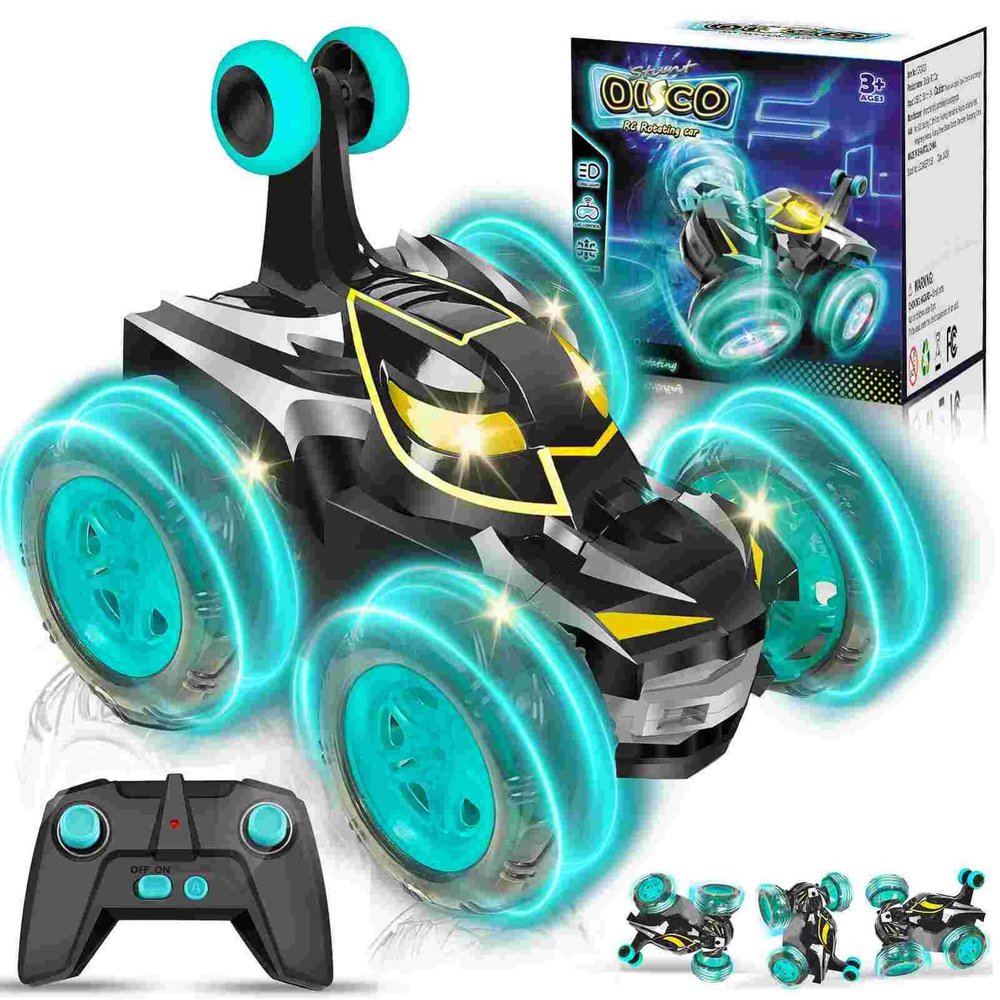 Kids Toys Bat RC Car for Boys 4-7 - Cool Bat Monster Remote Control Crawler Toy 360 Flip Fast Stunt & 4WD Light Up Wheel - Fun Boy Gift Idea for Birthday Chirstmas Stuff Age 3 4 5 6 7 8