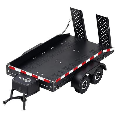 TCRC Full Metal Truck Trailer with Simulated Reflective Stickers for 1/16 1/18 1/24 RC Crawler Car Upgrades,Black