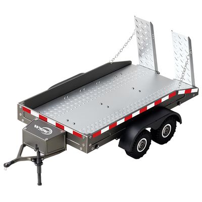 TCRC Full Metal Truck Trailer with Simulated Reflective Stickers for 1/16 1/18 1/24 RC Crawler Car Upgrades,Gunmetal