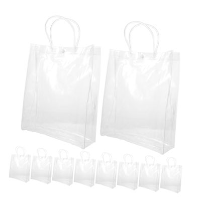 RRULNVGYQ 10pcs Transparent Tote Bag Gift Bag Tote Bags Plastic Tote with Handle Household Clear Bag Clear Bags for Gifts Bulk Gifts for Women Swag Bags Shopping Flowers Pvc Souvenir/1045
