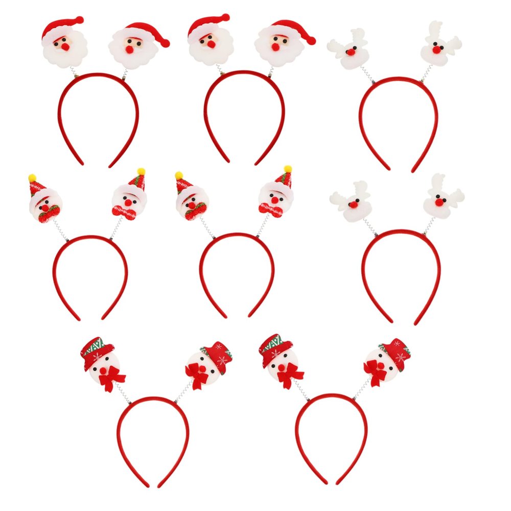 RRULNVGYQ 8pcs Christmas Plush Headband Christmas Headband Snowman Festival Decoration Hairband Christmas Santa Claus Headband Xmas Tree Headband Head Band Issue Card Fabric Aldult Child Red/954
