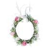 1pc Headgear Bridal Hair Wreath Boho Garland Travel Hair Wear Boho Wreath Hand Decor Green Leaf Garland Floral Head Wreath Handcraft Headdress Bride Plastic Wedding Pink Headband/926 view 1