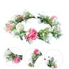 1pc Headgear Bridal Hair Wreath Boho Garland Travel Hair Wear Boho Wreath Hand Decor Green Leaf Garland Floral Head Wreath Handcraft Headdress Bride Plastic Wedding Pink Headband/926 view 4