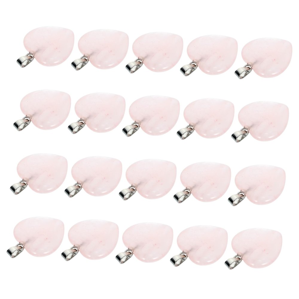 RRULNVGYQ 20pcs Stone Heart Pendant Mixed Charms Jewelry Decor Diy Charm Heart Shaped Gemstone Love Shape Pendants Necklace Stone Heat Shaped Charms Heart-shaped Alloy Pink Accessories/1058