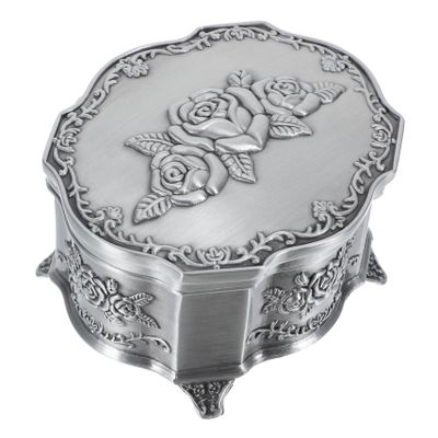 RRULNVGYQ Box Jewelry Container Retro Jewelry Case Rose Pattern Jewelry Case Jewelry Organizer Rose Flower Jewelry Case Vanity Decor Vintage Decor Crafts Zinc Alloy Dressing Table/754