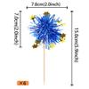 30 PCS Foil Firework Cupcake Toppers Happy Birthday Star Cupcake Picks Sparkle Tinsel Drink Stirrers Cocktail Fruit Toothpicks for Valentine's Day Wedding Birthday Party Decorations Supplies Blue view 2