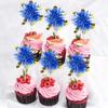 30 PCS Foil Firework Cupcake Toppers Happy Birthday Star Cupcake Picks Sparkle Tinsel Drink Stirrers Cocktail Fruit Toothpicks for Valentine's Day Wedding Birthday Party Decorations Supplies Blue view 4