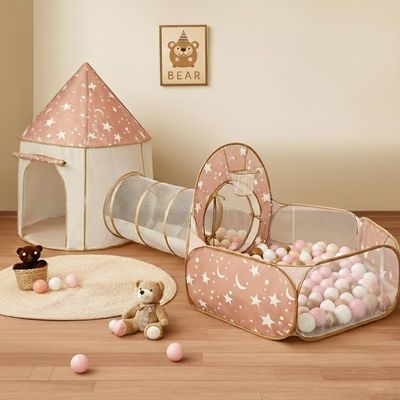 3 in 1 Kids Play Tent with Tunnel, Pop Up Play Tent with Ball Pits for Toddlers and Playhouse Kids Indoor & Outdoor, Perfect Kids Gifts