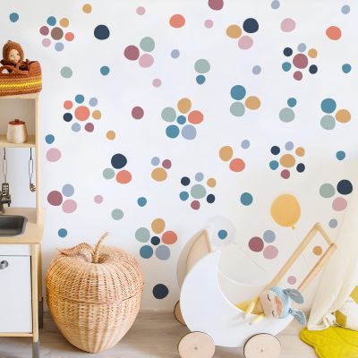 10 Sheets Irregular Polka Dots Wall Decal Boho Rainbow Dots Wall Stickers Removable DIY Colorful Circle Wall Art Decal Modern Geometric Abstract Wall Murals for Kids Bedroom Nursery Decoration 01