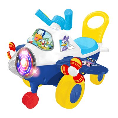 Kiddieland Disney Donald Duck Activity Plane Ride-On, Foot-to-Floor Lights & Sounds with Interactive Steering Wheel, Dashboard, Parent Handle, Ages 1236 Months