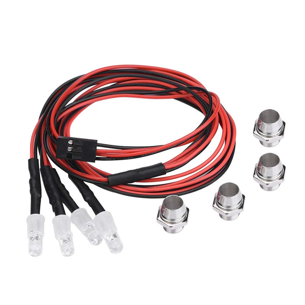 equlup RC Headlight Accessory, 4PCS 5mm Headlights RC Accessory LED Lights Light Stop Lamp LED Light Kit for Model Drift Car Vehicle (No. 5 Light red Light)