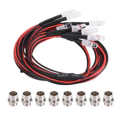 equlup RC Headlight, 8PCS 5mm Headlights RC Accessory LED Lights Light Stop Lamp LED Light Kit for Model Drift Car Vehicle
