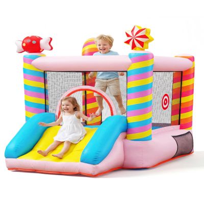 Candy Bounce House for Kids Ages 3-6, Sweet Inflatable Bouncy Castle with Slide, Indoor Outdoor Small Jumping House with Blower, Mini Toddler Bounce Castle for Birthday Gifts and Holidays