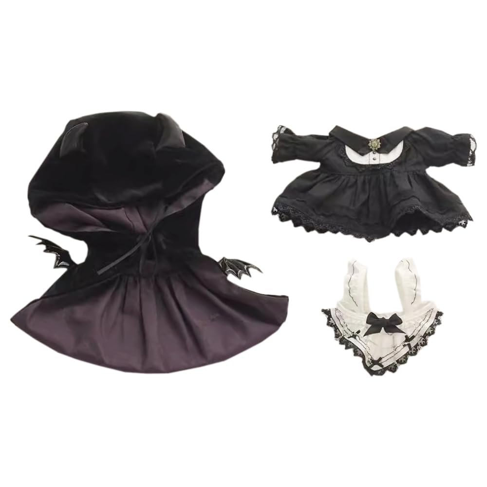 niannyyhouse 20cm Plush Doll Clothes Devil Cape Dress Apron Maid Outfit 8in Soft Toy Dressup