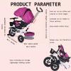 5-in-1 Kids Tricycle Tricycle for Toddlers 1-3 Toddler Tricycle W/Parent Handle-5-Point Seatbelt-Removable Canopy-Foldable - Wheel Brakes,Tricycle Stroller with a Weight Capacity of up to 66 lbs view 3