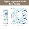 Disposable Toilet Seat Covers for Kids & Adults,Protect from Public Toilets While Potty Training or Travel - Extra Large, Waterproof, Portable -Blue Dinosaur (40pack view 2