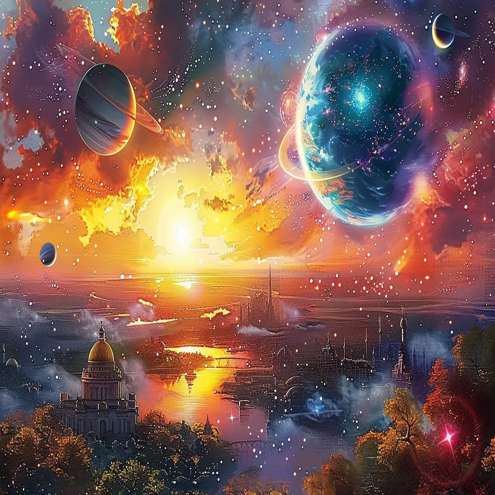 1000 Adult Puzzles, Starry Sky City, Cosmic Landscape Puzzles, Exquisite Puzzles, Thick Solid Puzzles, Adult Challenging Activities, Unique Gifts