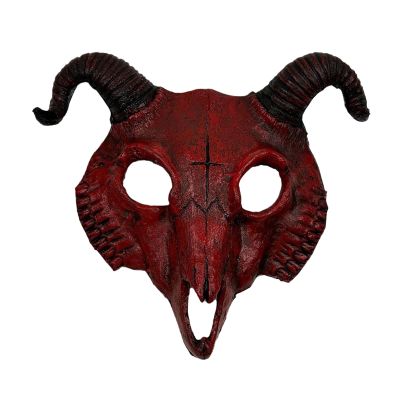 TINAYAUE Unisex Goat Skull Mask PU Devil Horns Mask Scary Halloween Masks for Women Men Lifelike Sheep Face Carnival Animal Theme Party Cosplay Props Performance Demon Costume Accessories