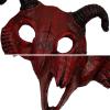 TINAYAUE Unisex Goat Skull Mask PU Devil Horns Mask Scary Halloween Masks for Women Men Lifelike Sheep Face Carnival Animal Theme Party Cosplay Props Performance Demon Costume Accessories view 3