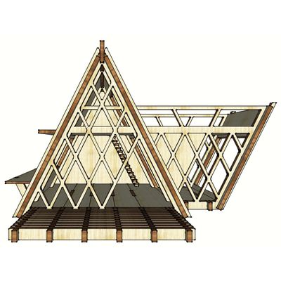 1:24 Miniature Expanded A-frame House, Wooden Dollhouse, Diy Kit