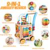 Wooden Baby Walker | Baby Push Walker with 9-in-1 Activity Cube, Sit to Stand Learning Walker Toy with Wheels for Boys Girls, Montessori Activity Center Walker, Adjustable Speed & Height view 2