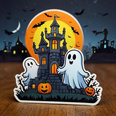 Halloween Haunted Castle Stickers for Kids, 2in Cute Halloween Castle Witch Stickers for Scrapbooking, Phone Diary Halloween Theme Party Supplies.(Haunted Castle54)