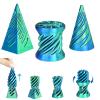 3PCS Impossible Cone,3D Printed Spiral Cone Fidget Toys,Impossible Pyramid Passthrough Sculpture,Stress Relieving Toys for Adults and Kids,Stocking Filler White Elephant Gifts(Blue Green) view 1