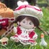 niannyyhouse 20cm Plush Doll Clothes Red White Bunny Hat Dress Apron Pants Accessories 8in Doll Dressup view 2
