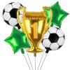 Kwuz Soccer Balloons Championship Trophy Balloon, 32 Inch Foil Mylar Gold Champion Balloon First Prize Soccer Party Decorations World Cup Sport Theme Birthday Party Balloons Decorations Supplies Decor view 1
