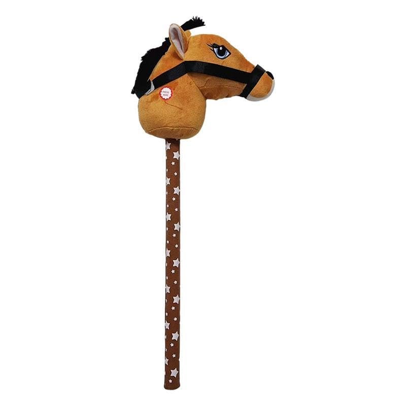 Stick Horse Music Stick Animal Neighing Galloping Sound, Portable Hobby Horse on A Stick Horse Riding Stick Children, Light Brown B