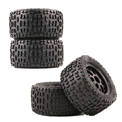 4-Pack All-Terrain 1/16 Rc Tires, Anti-Slip Rc Truck Wheels, Plastic Construction, Compatible with 12Mm Adapter, Suitable for 1/14, 1/16, 1/18 Scale Rc Vehicles
