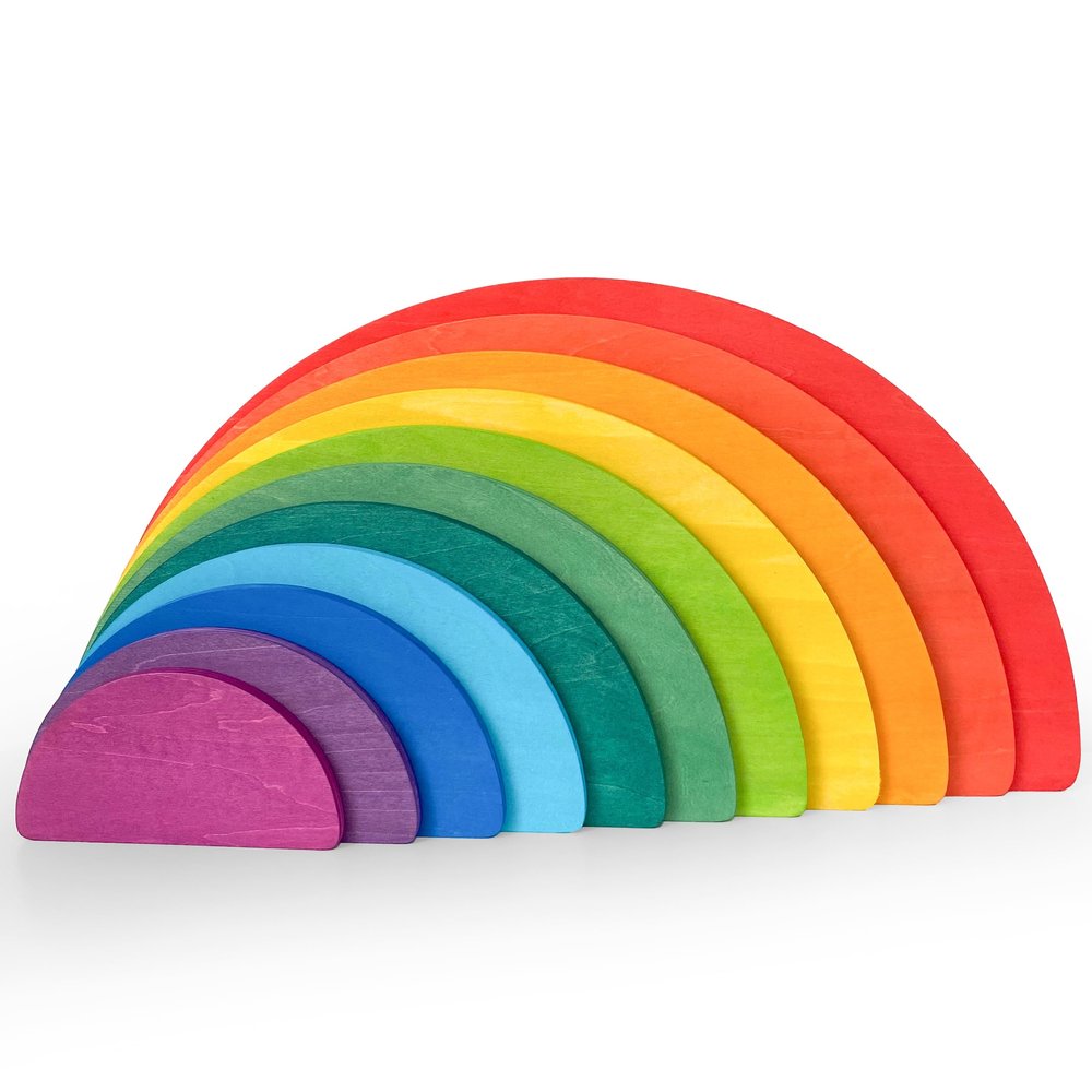 AVDAR 11Pcs Wooden Semicircle Stacker Toy, Semicircle Rainbow Stacking Puzzle, Montessori Nesting Puzzle for Kids, Rainbow Building Blocks Board Set for Learn Creative Thinking Toys