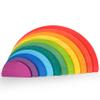 AVDAR 11Pcs Wooden Semicircle Stacker Toy, Semicircle Rainbow Stacking Puzzle, Montessori Nesting Puzzle for Kids, Rainbow Building Blocks Board Set for Learn Creative Thinking Toys view 1