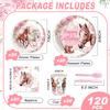 120PCS Cowgirl Horse Birthday Party Supplies Pink Western Horse Party Decorations for Girls Plates Napkins Party Supplies Serves 20 Guests view 2