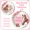120PCS Cowgirl Horse Birthday Party Supplies Pink Western Horse Party Decorations for Girls Plates Napkins Party Supplies Serves 20 Guests view 3
