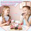 Wooden Tea Party Set Princess Toys and Wooden Cutting Fruit Play Food Set Toy view 4
