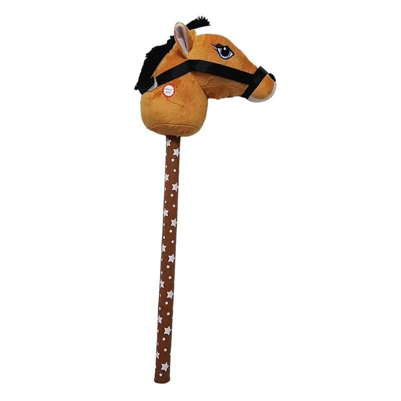 Luwecf Stick Horse with Sound Effects Fun Sturdy Pretend Play Music Stick Animal Hobby Horse for Boys Girls 3 Years+ Kids Children, Light Brown B