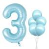 40 Inch Light Blue Number 3 with Latex Balloons, Big Large Foil Number Balloons for Kids 3rd Birthday Party Decorations Boys Cute Baby Shower Supplies Anniversary Celebration view 1