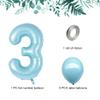 40 Inch Light Blue Number 3 with Latex Balloons, Big Large Foil Number Balloons for Kids 3rd Birthday Party Decorations Boys Cute Baby Shower Supplies Anniversary Celebration view 3