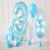 40 Inch Light Blue Number 3 with Latex Balloons, Big Large Foil Number Balloons for Kids 3rd Birthday Party Decorations Boys Cute Baby Shower Supplies Anniversary Celebration view 4